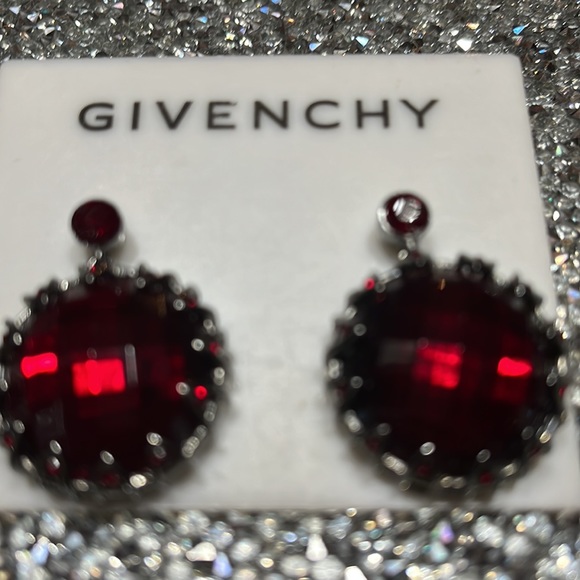 GIVENCHY RED CRYSTAL EARRINGS - Picture 2 of 4